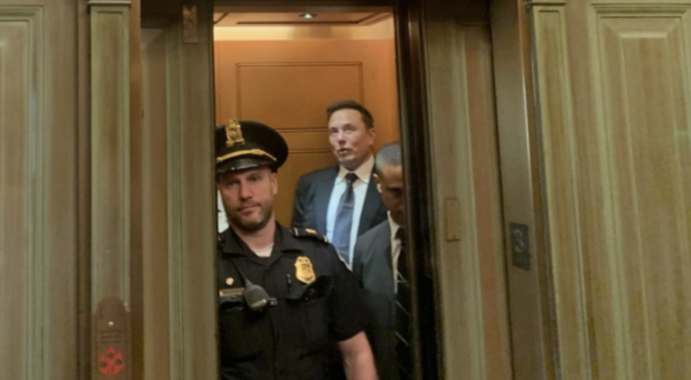 Elon Musk in Elevator in Washington