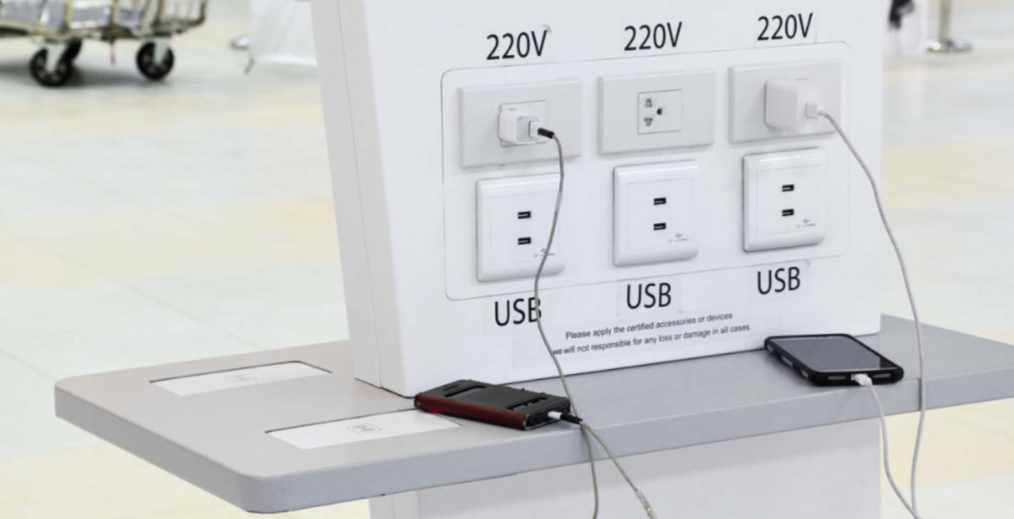 Phones plugged into public USB ports
