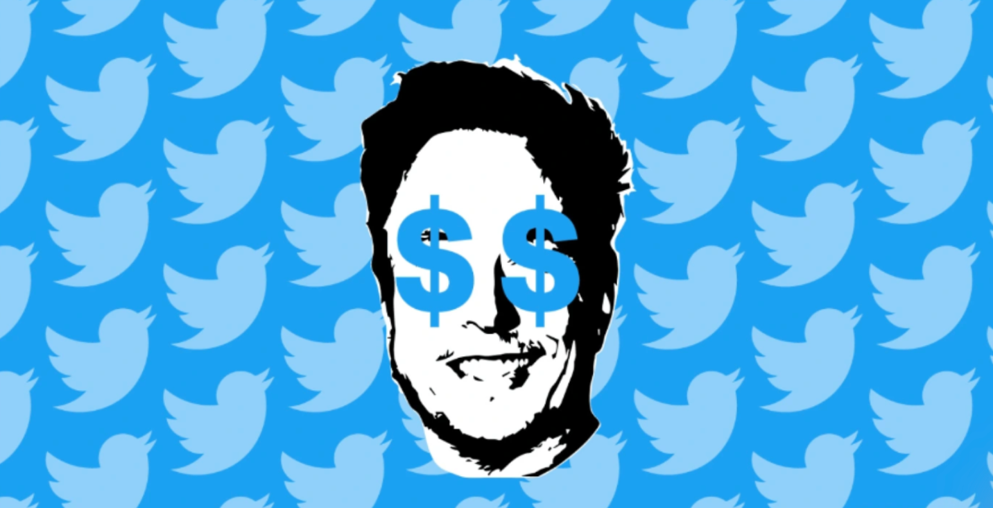 Elon Musk Twitter art with dollar signs for eyes