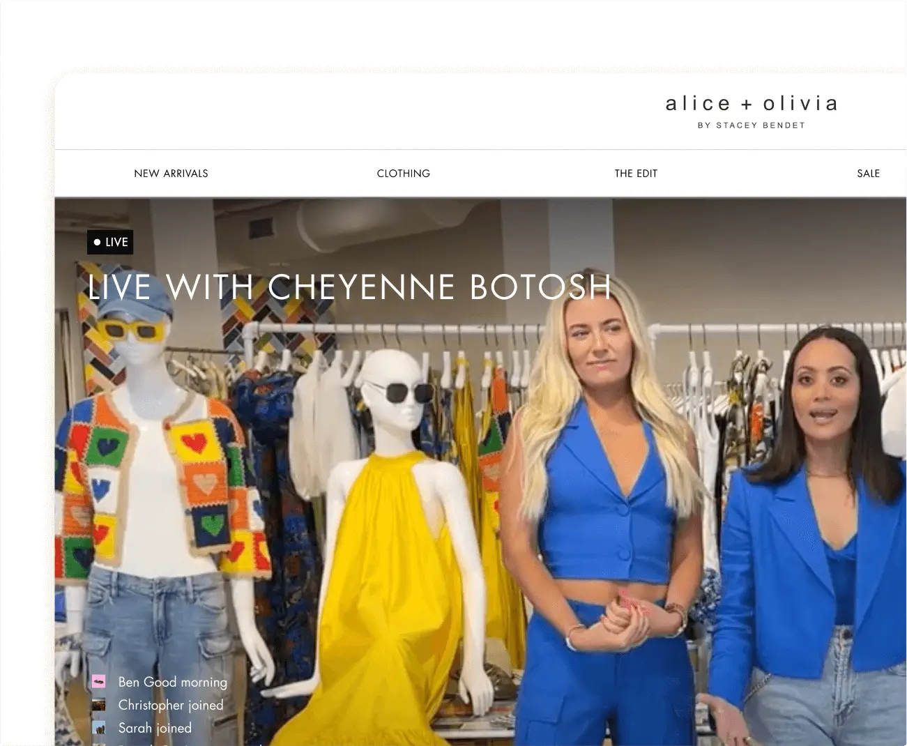 Live SDK embedded in Alice + Olivia website